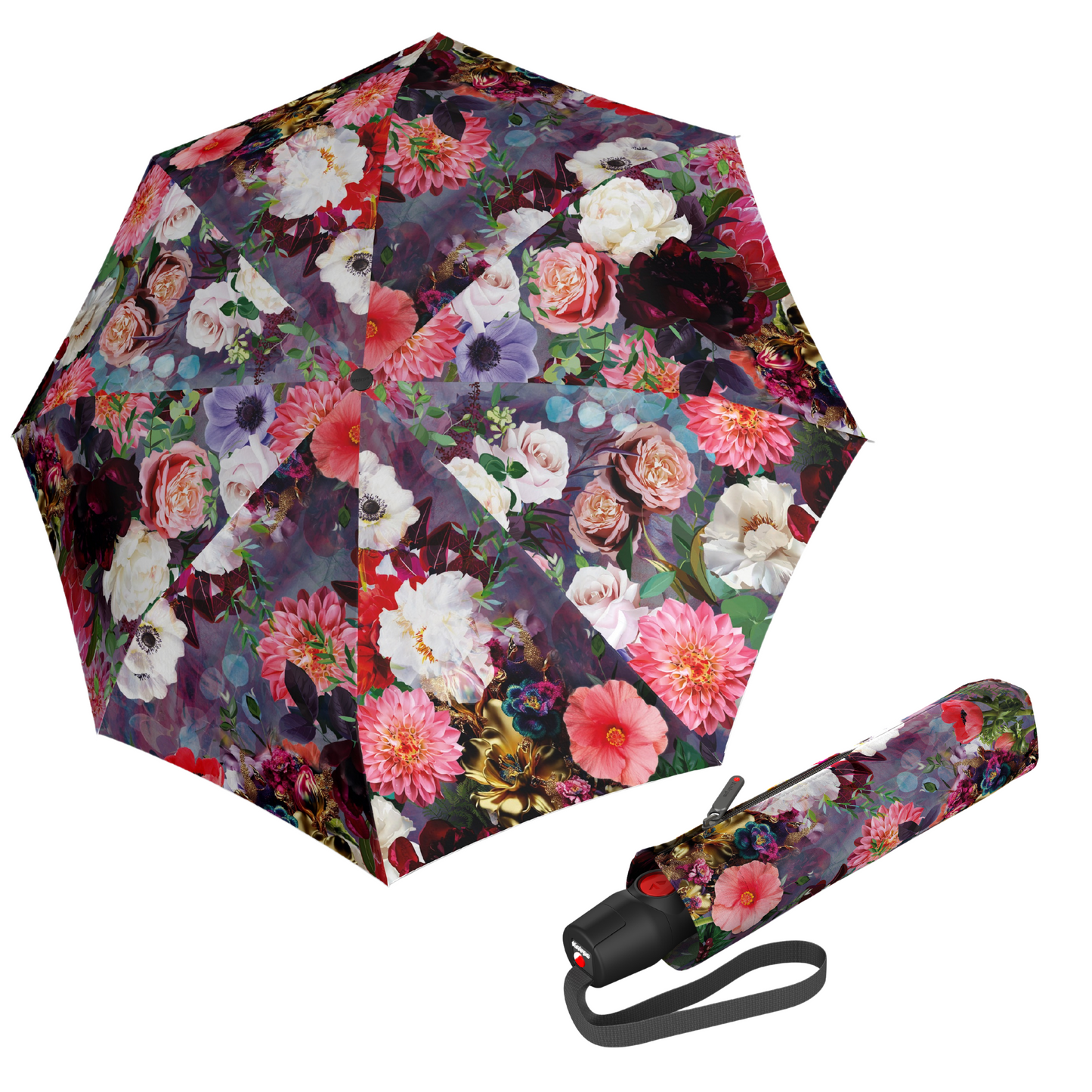 Knirps T.200 Medium Duomatic Automatic Rain Umbrella - 97cm Diameter Retractable Umbrella & Carrying Case